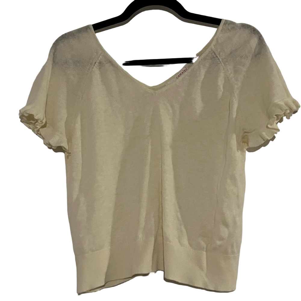 Camaieu Women’s Cream Short Sleeve Blouse